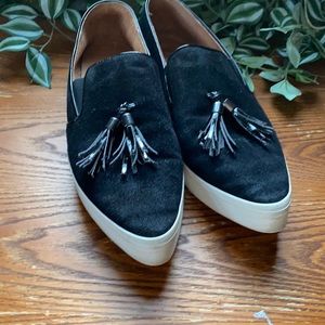 All black Brand black suede loafers size 38